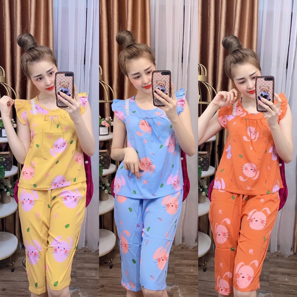 ĐỒ BỘ LỤA LỬNG MẶC NHÀ HỌA TIẾT HÌNH THÚ HOT DỄ THƯƠNG (ẢNH THẬT) CÓ SIZE 40-75KG - LUA23