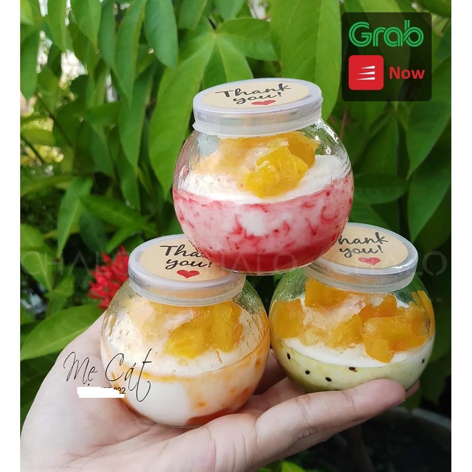COMBO 6 HŨ THUỶ TINH LÀM SỮA CHUA DÁNG TRÒN NẮP NHỰA 100ML, HŨ THUỶ TINH LÀM SỮA CHUA CARAMEN, HŨ TRƠN, KHÔNG IN HÌNH