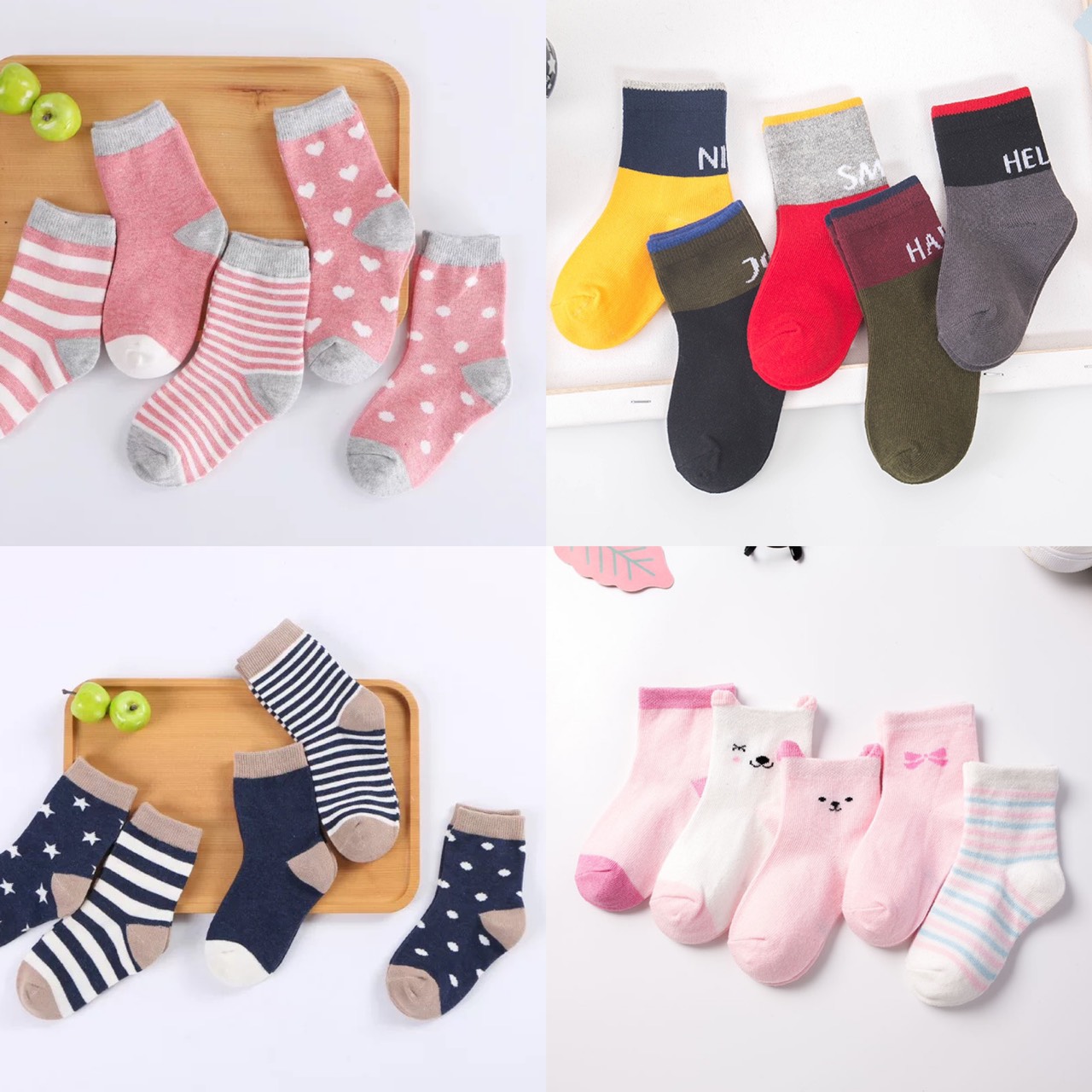 Set 5 đôi tất vớ cao cổ cho bé 0-12 tuổi bé trai bé gái xuất Hàn đáng yêu