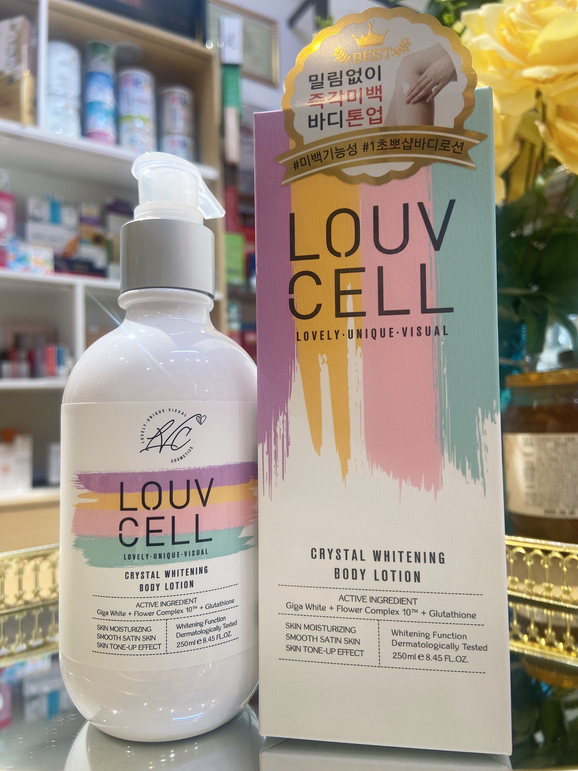 Sữa dưỡng trắng da Louv Cell Crystal Whitening Body Lotion SPF5