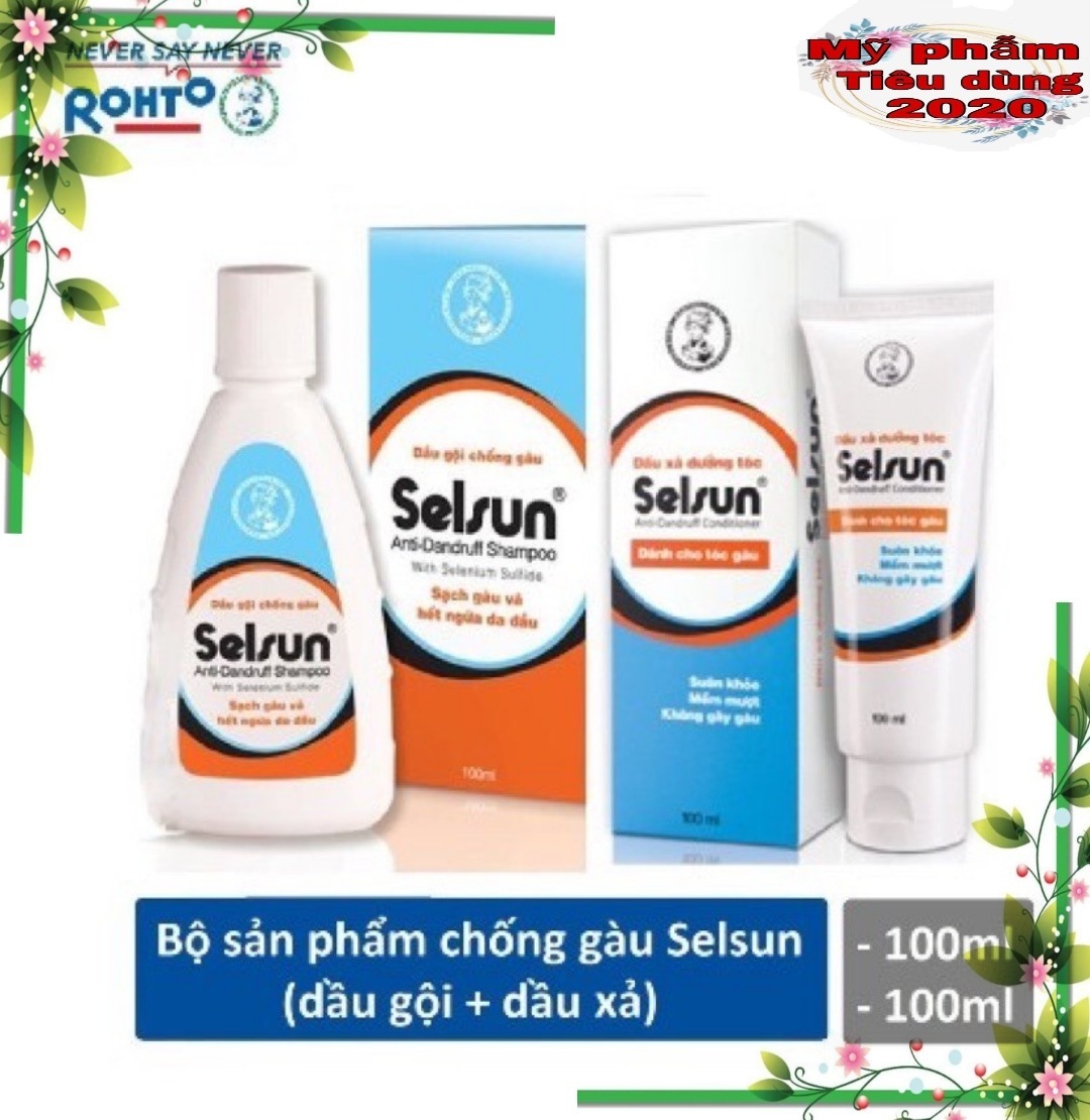 Combo dầu gội chống gàu selsun 100ml + dầu xã dưỡng tóc selsun 100ml