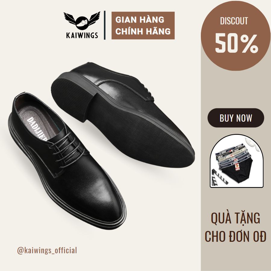 Giày tây nam buộc dây công sở đẹp kaiwings giày nam cao cấp da bò thật hàn quốc gd89