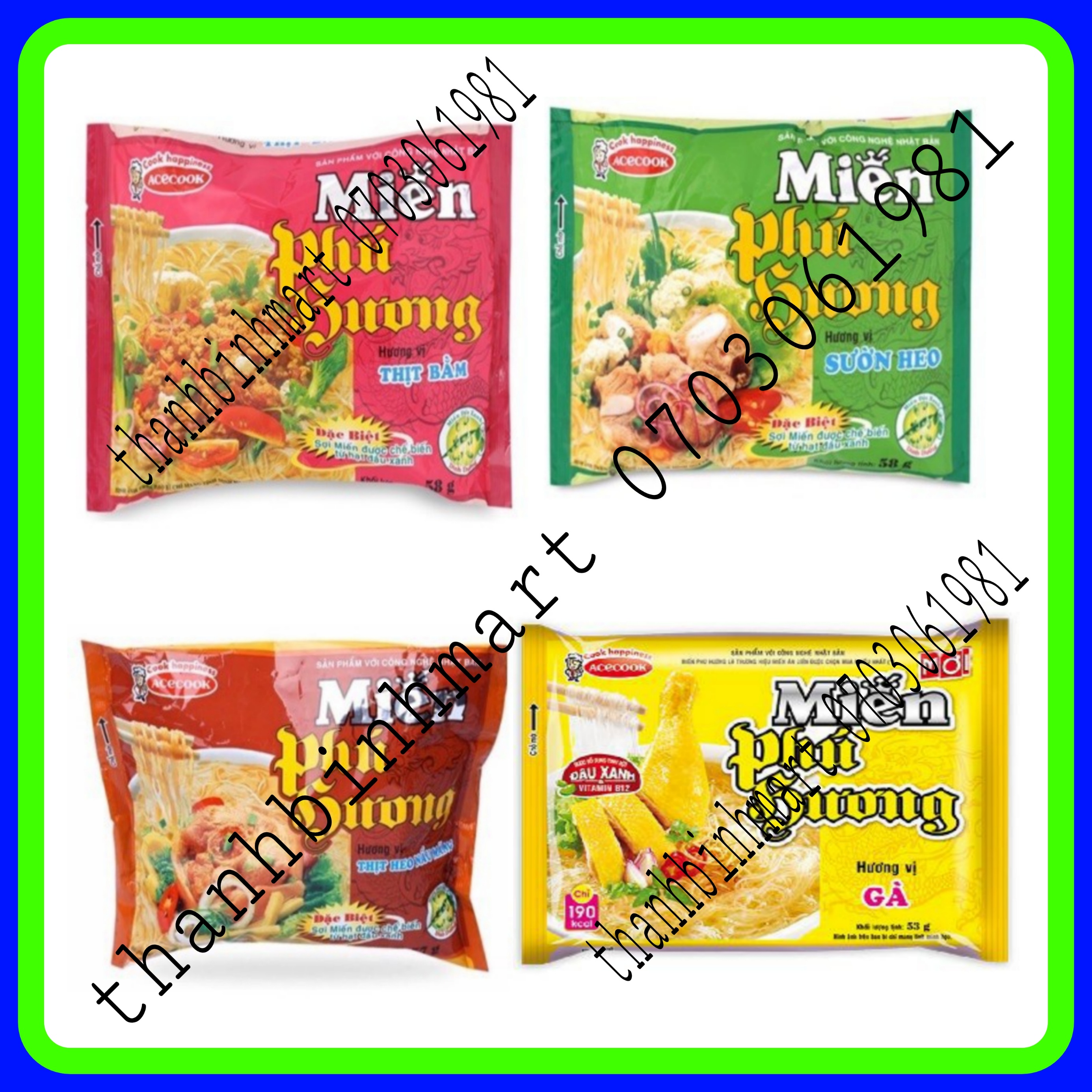 Combo10 gói 15 gói miến phú hương 4 vị