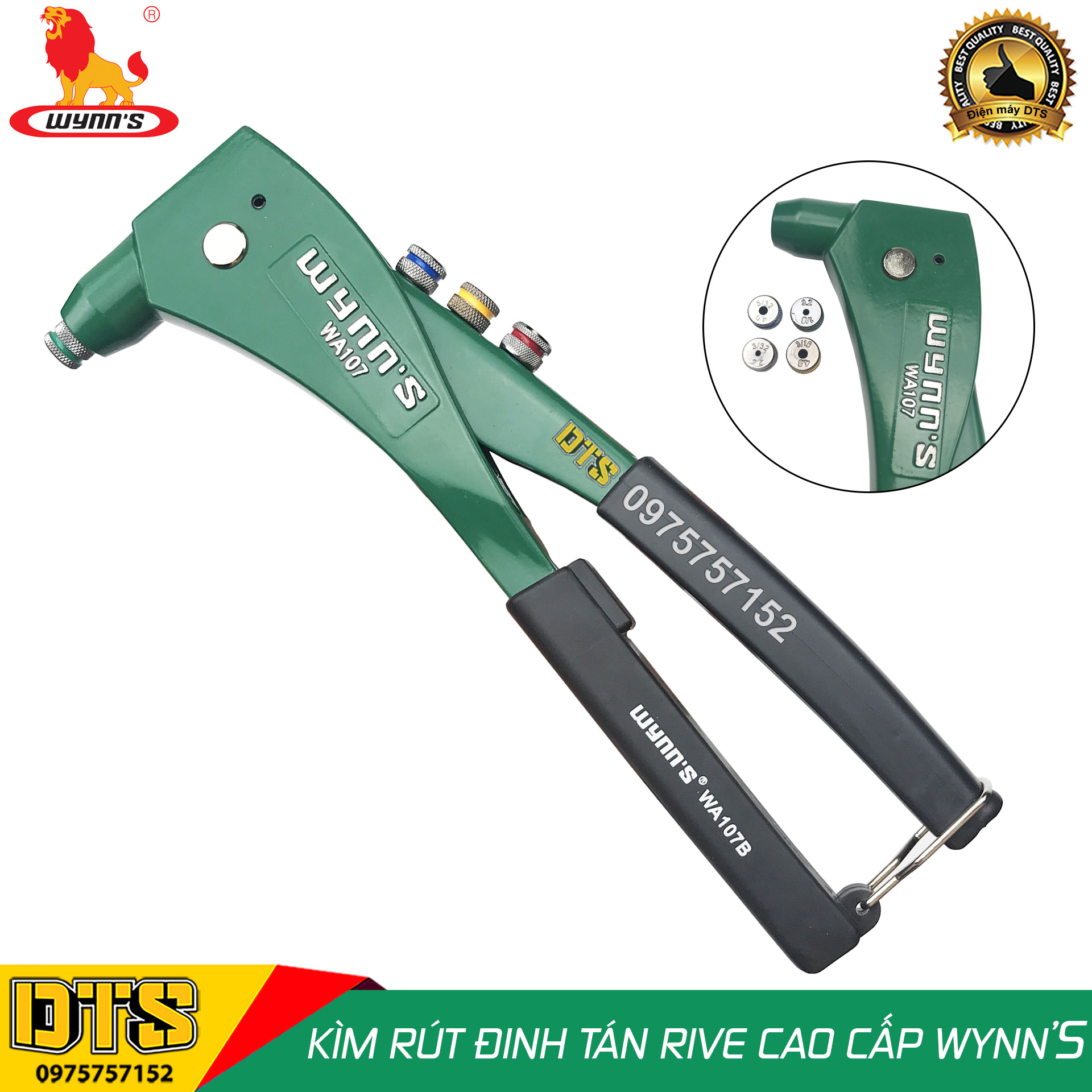 Kìm rút đinh tán rive trợ lực cao cấp wynn’s w107b 10inch, kìm bấm rive đinh tán 2.4 – 4.8mm