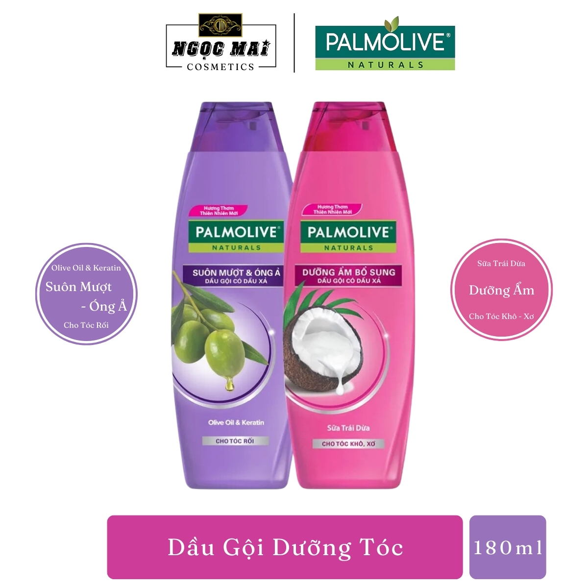 Dầu gội kèm xả 2 in 1 dưỡng tóc Palmolive Naturals 180ml