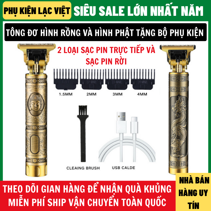 Tông đơ cắt tóc chấm viền, tông đơ cắt tóc sát chân tạo hiệu ứng fade - bộ tông đơ 11 món tặng kèm dây sạc và bộ cữ - tông đơ sử dụng liên tục 2h không cần sạc lại -