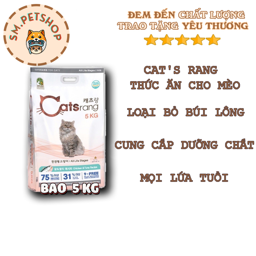 Thức ăn hạt cho mèo catsrang 5kg hàn quốc - hỗ trợ tiêu hóa - tiêu búi lông - cung cấp dưỡng chất