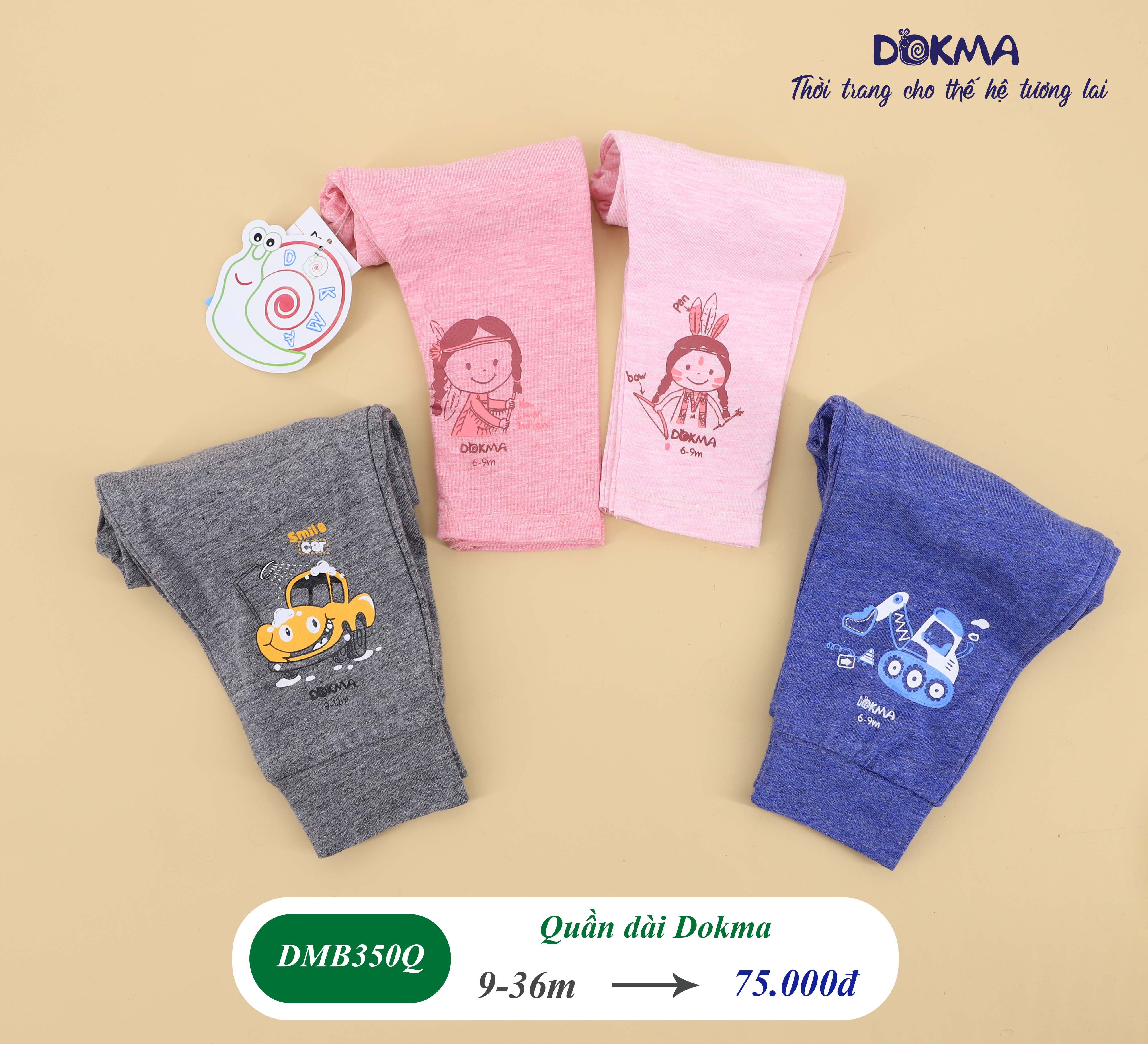 DMB350Q Quần dài bo ống Dokma (9-36M) dành cho các bé từ 7kg đến 13kg