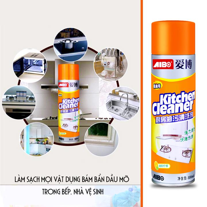 Chai xịt bếp Kitchen Cleaner 500ml, Xịt bọt tuyết siêu mạnh đa năng sử dụng tẩy sạch các vết dầu mỡ trên tường, vết bển trên các thiết bị phòng bếp, Chai xit bep Kitchen Cleaner 500ml