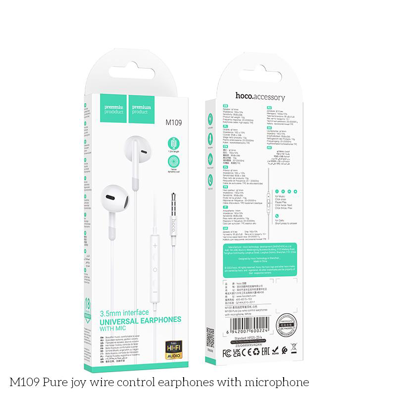 M109 all dydx phones wired earphone with mic call headphones 6 months warranty M109