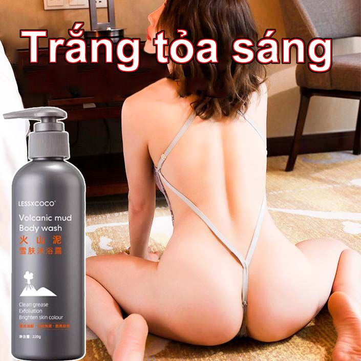 Sữa tắm bùn núi lửa làm trắng tắm trắng toàn thân nhanh dưỡng trắng toàn thân mặt phục hồi da rám nắng sữa tắm tẩy