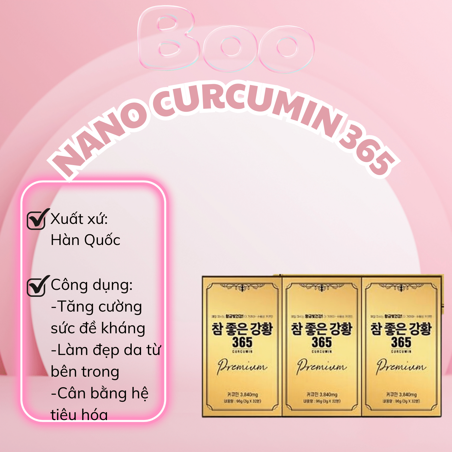 Nghệ Nano Curcumin 365 Hàn Quốc - hộp 96 tép