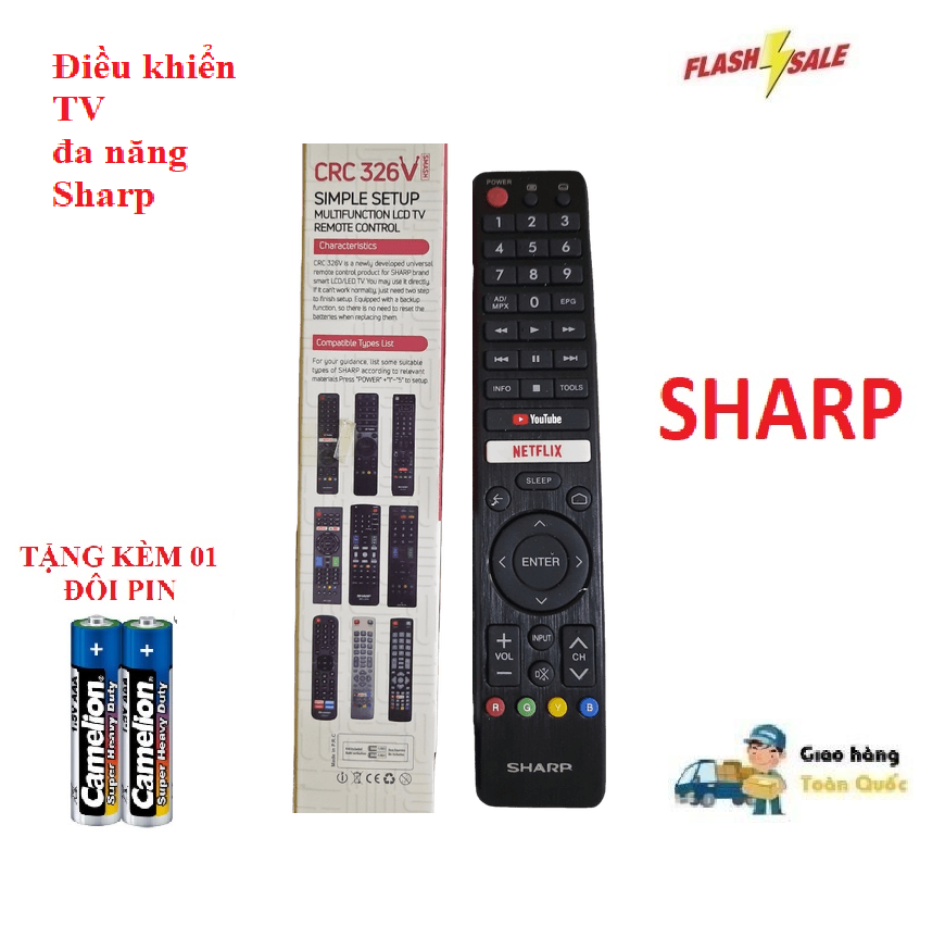  Remote Điều khiển TV Sharp đa năng tất cả các dòng tivi Sharp LCD LED Smart TV- Hàng tốt Tặng kèm Pin 