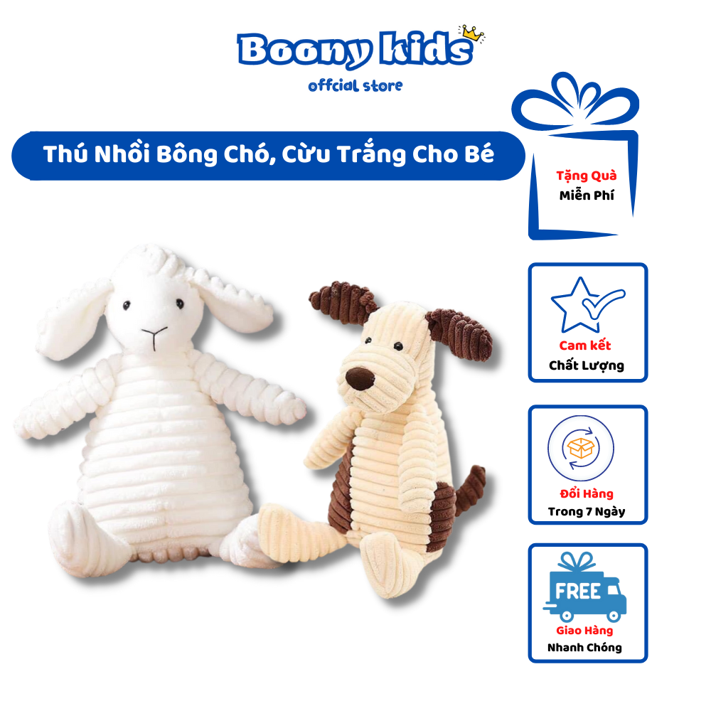 Thú Nhồi Bông Cừu Bông BoonyKids - Thú bông đáng yêu cho bé dùng thay gối ôm cùng bé ngủ