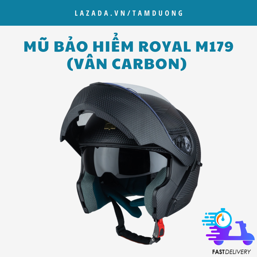 Mũ bảo hiểm fullface royal m179 - vân carbon