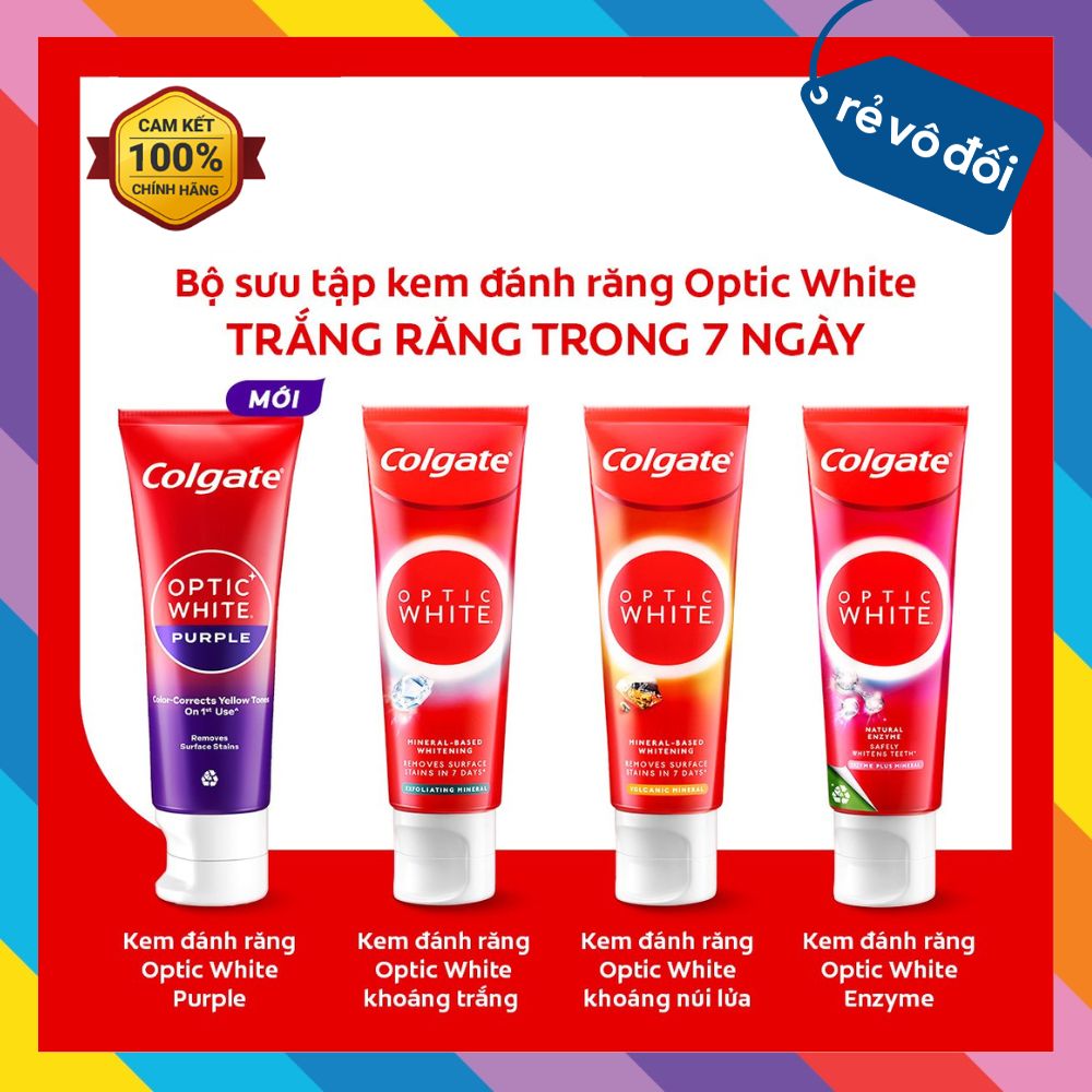 Bộ sưu tập 4 kem đánh răng Colgate trắng răng Optic White 100g