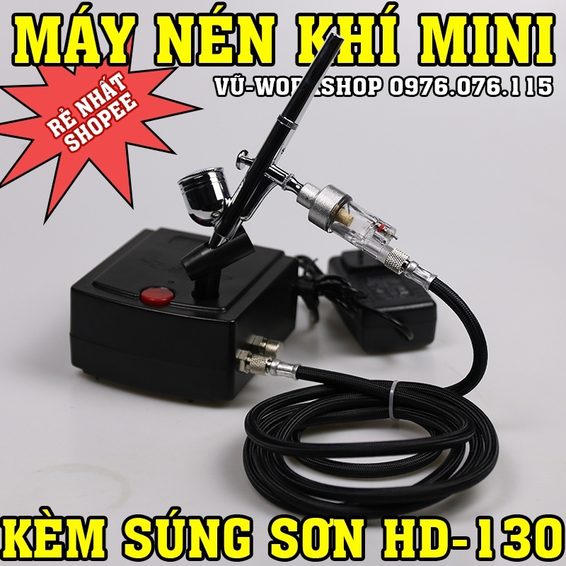 Hot-selling household goods Máy nén khí mini kèm súng phun sơn Airbrush HD-130