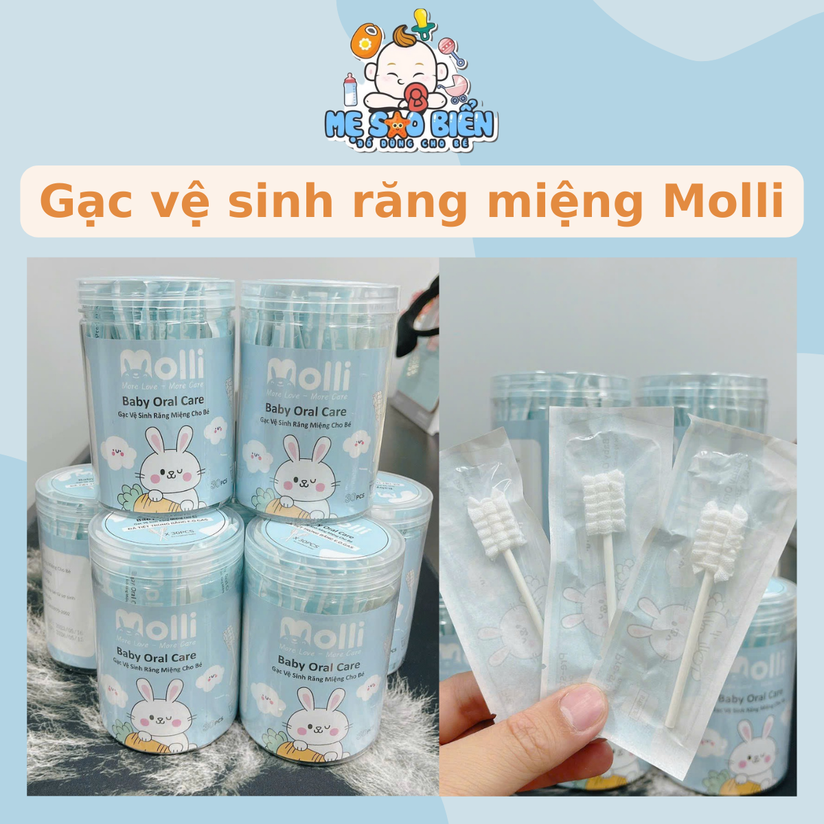 Gạc vệ sinh răng miệng Molli cho bé hộp 30 cái