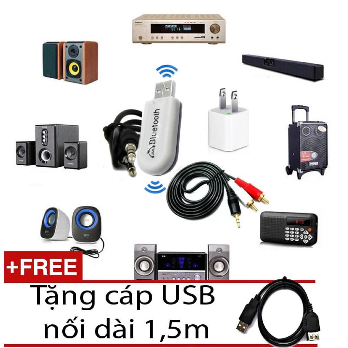 Bộ USB Bluetooth Thế hệ 2 BT Plug&Play 5 in1 tạo kết nối bluetooth cho amply và loa ( cam kết đủ bộ như hình )