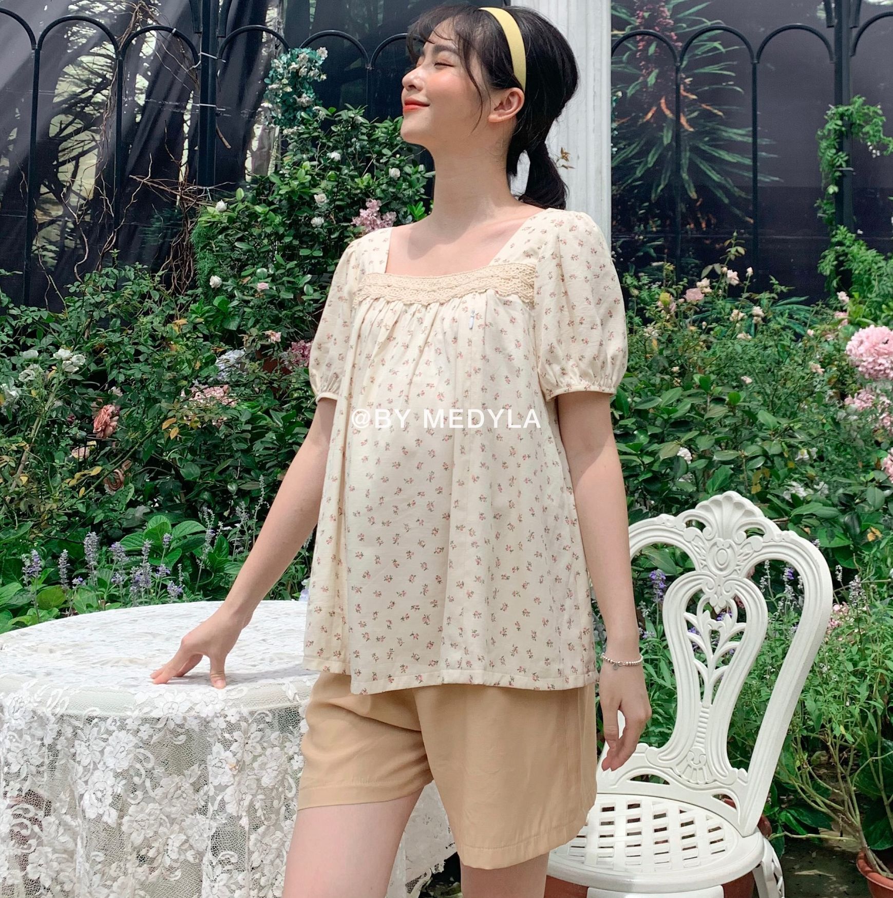 Bộ đồ bầu mặc nhà mùa hè đũi hàn chất mát có khóa cho bầu mặc sau sinh - Bộ bầu mặc được sau sinh Medyla - DB254