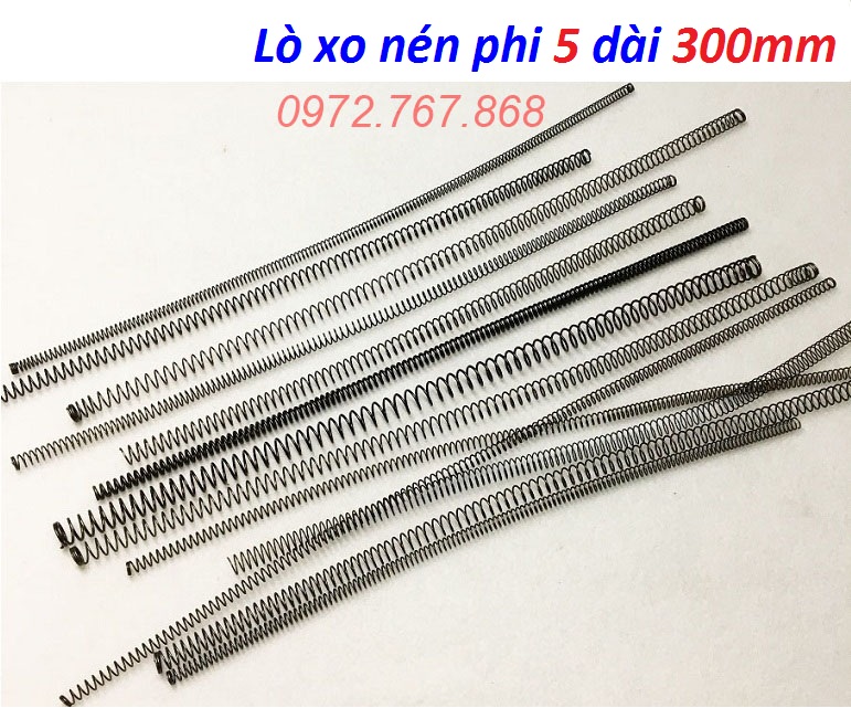 [5 cái] Lò xo nén phi 5mm dài 300mm