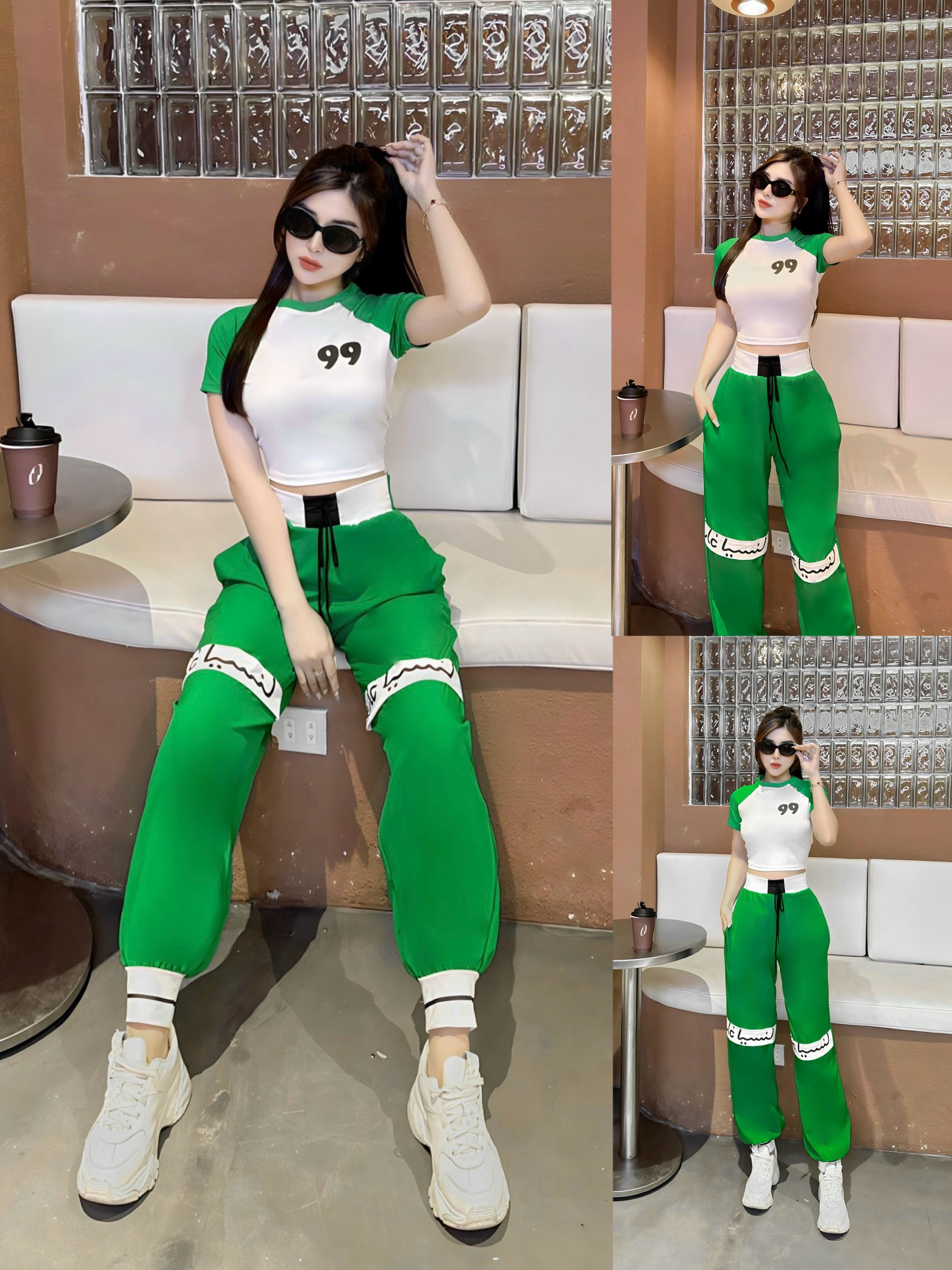 bộ thể thao nữ , quần chất gió áo chất thun,tập zumba,dacer gym ,aerobic,đi tập đi chơi đều xinh