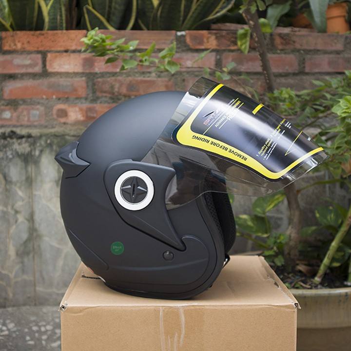 Mũ Asia MT168 Đen nhám - Mũ bảo hiểm 3/4 cho người lơn