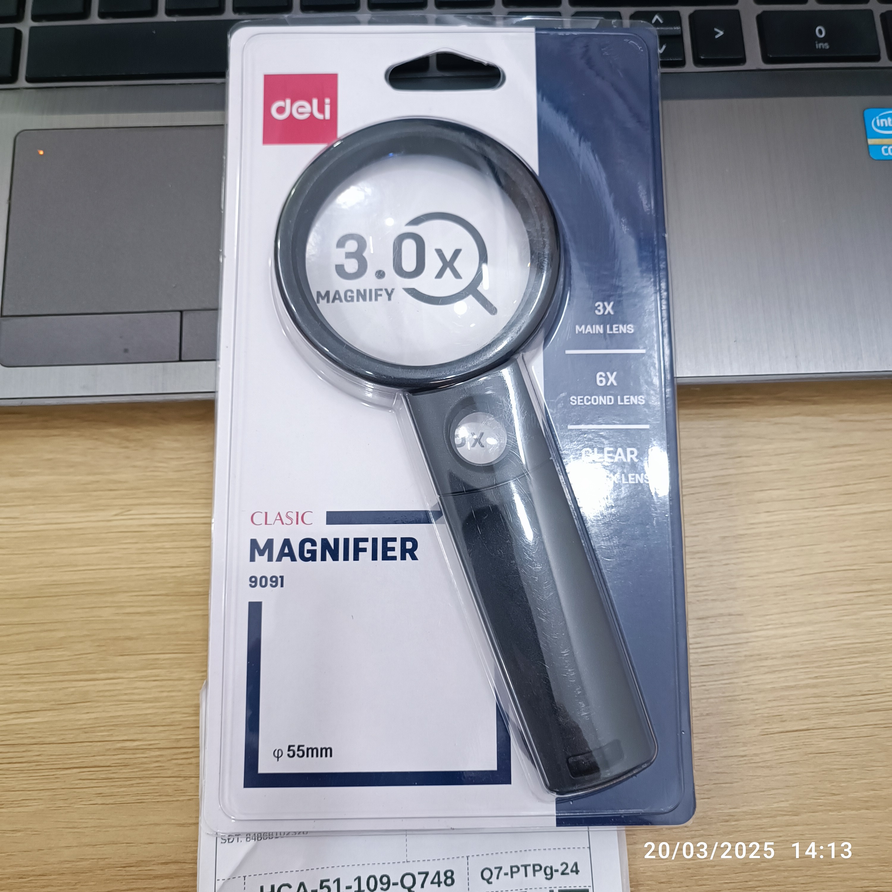 Kính lúp cầm tay 60mm deli 9091
