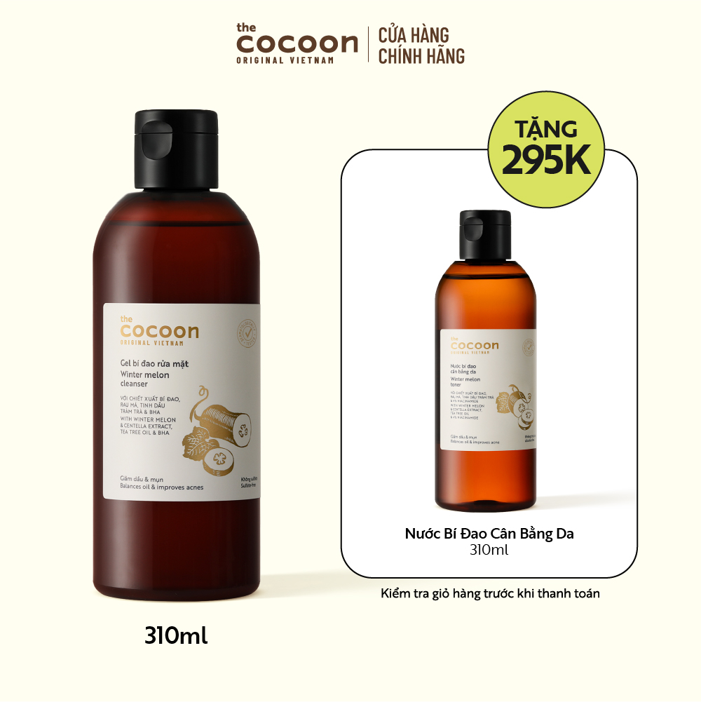 Bigsize Gel bí đao rửa mặt Cocoon giảm dầu & mụn 310ml