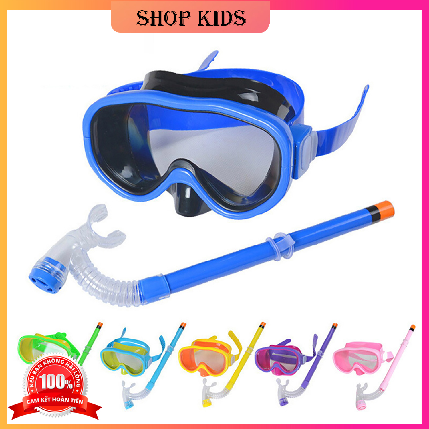 Full set bộ đồ bơi giành cho trẻ em - gồm kính bơi, ống thở, mũ bơi, tặng kèm balo siêu thời trang - combo bảo vệ an toàn cho bé khi đi bơi