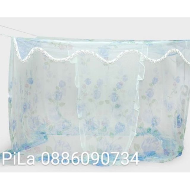 Mùng Ngủ Có Cửa voal In Bông, Màn Ngủ Cửa  1M6x2m