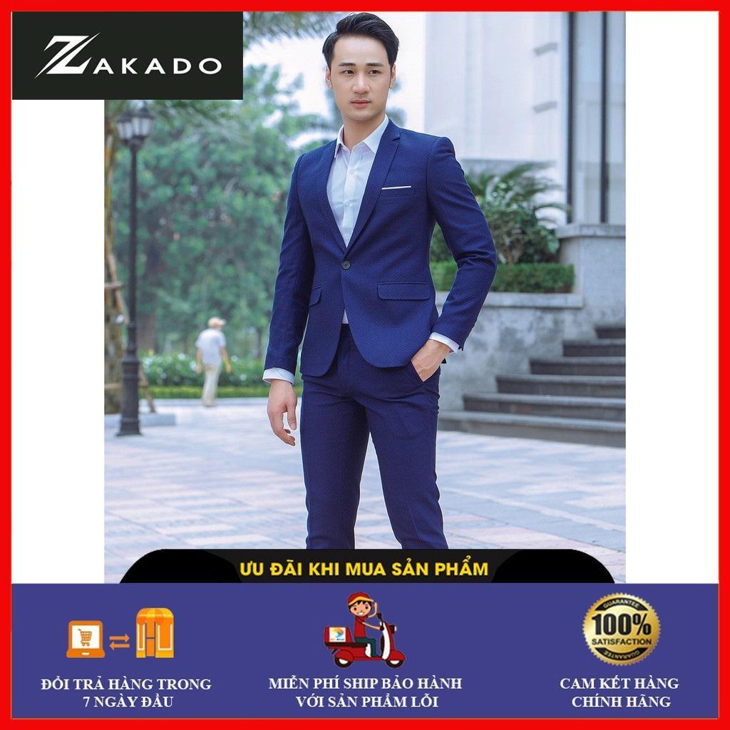 Bộ Vest Nam ZAKADO Màu Tím Than Sáng, kiểu dáng slimfit (ZVE231)