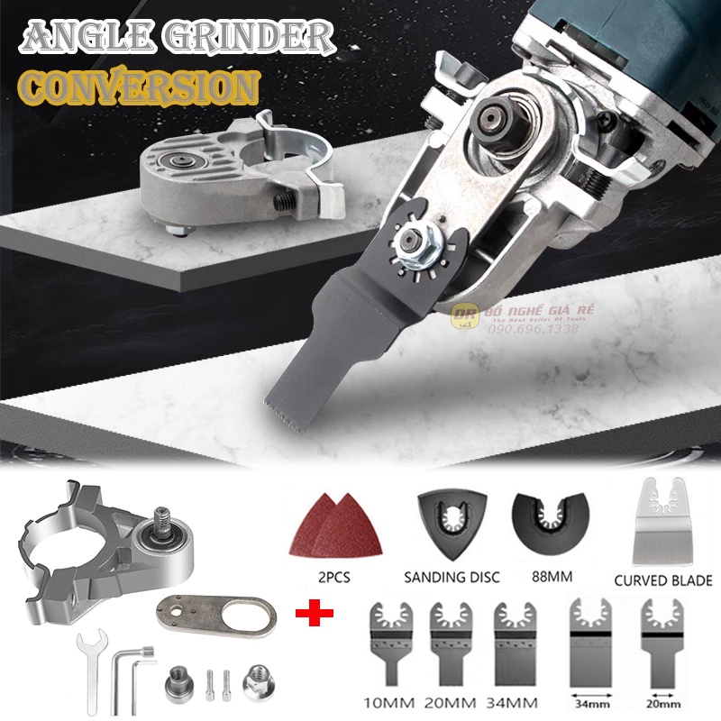Đầu cắt rung, lưỡi cưa cắt rung đa năng gắn máy mài, máy cắt cầm tay - bộ chuyển đổi máy mài góc, đánh bóng, chà nhám