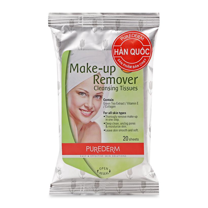 KHĂN GIẤY ƯỚT TẨY TRANG PUREDERM - 1 LỐC 3 GÓI