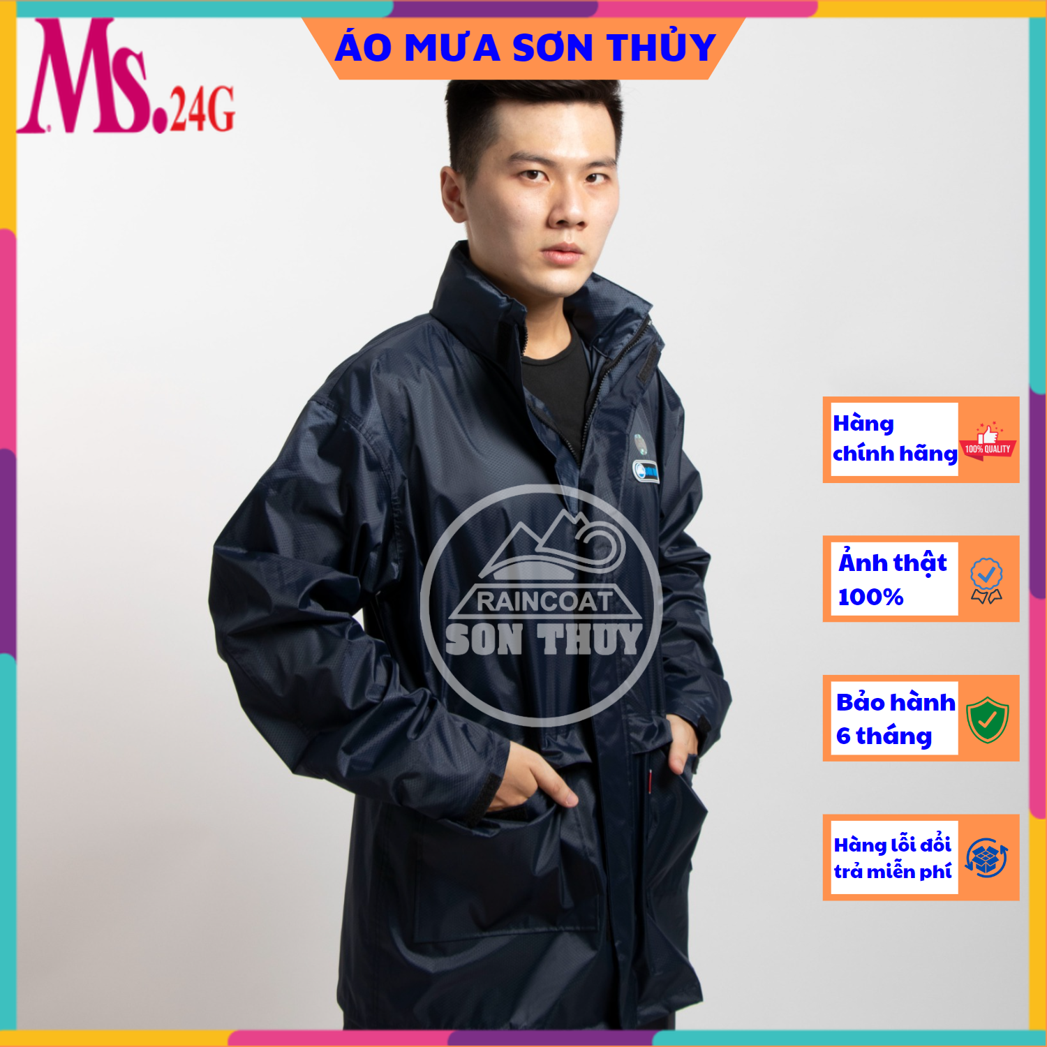 Áo mưa bộ 1 lớp Sơn Thủy K6, bộ quần áo mưa vải dù siêu bền có phần bảo vệ bàn tay màu tím than