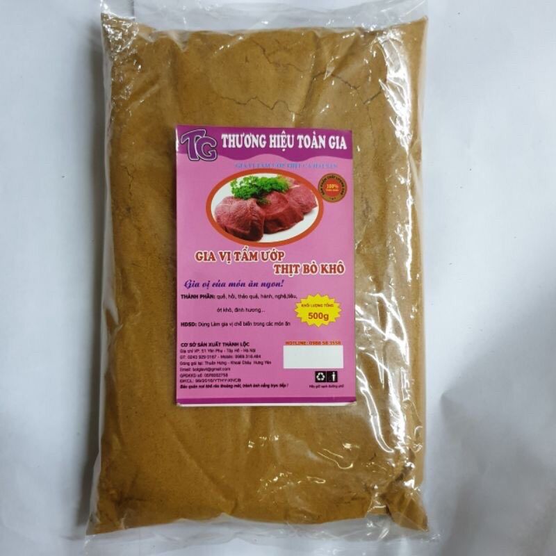 Gia vị tẩm ướp thịt bò khô toàn gia 500gcho món bò khô.
