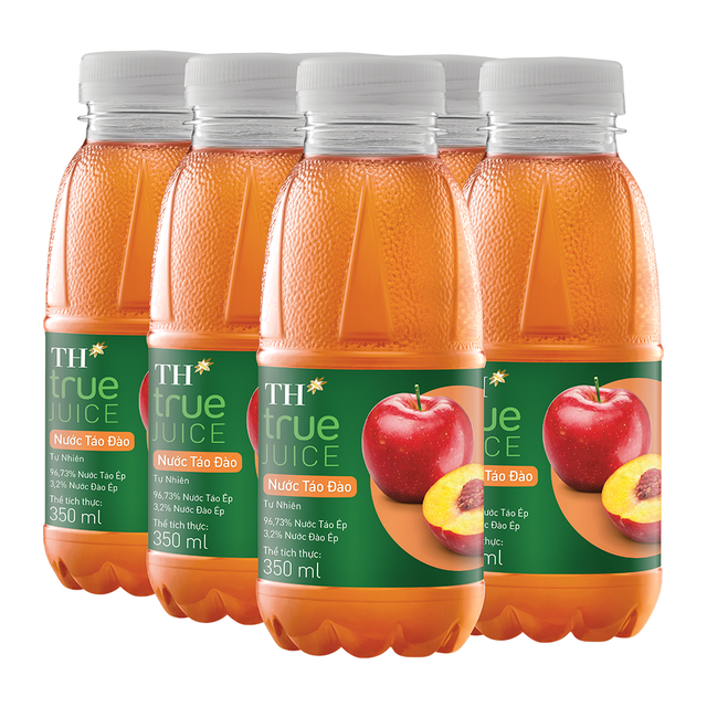 [HCM]Nước Táo Đào tự nhiên– PEACH APPLE (96.73% APPLE JUICE 3.2% PEACH JUICE) – TH TRUE JUICE- Lốc 06 chai 350ml