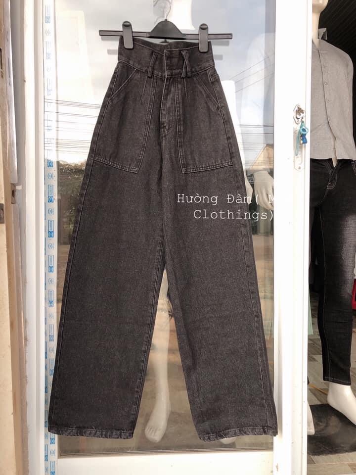 Baggy jeans 2 nút túi đắp trước dài 100cm