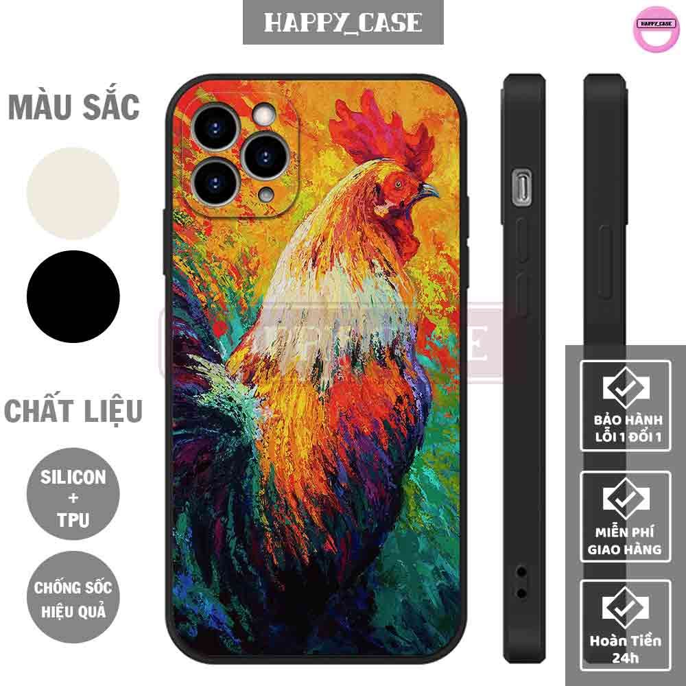 Ốp iphone da366 hình gà trống oai hùng chống sốc iphone happy case