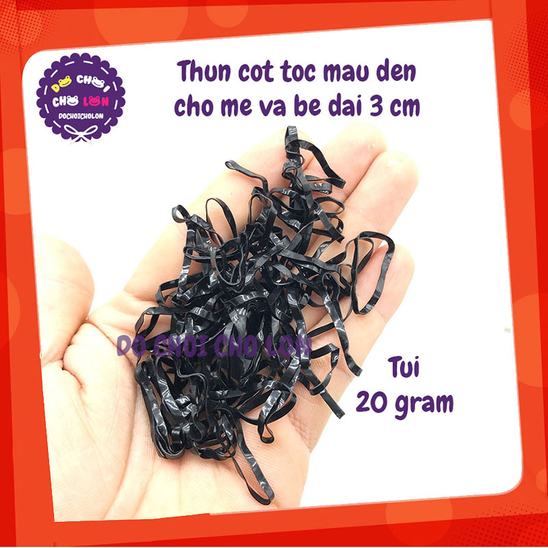 Thun cột tóc màu đen 20 gram cho mẹ và bé dài 3 cm - dochoicholon