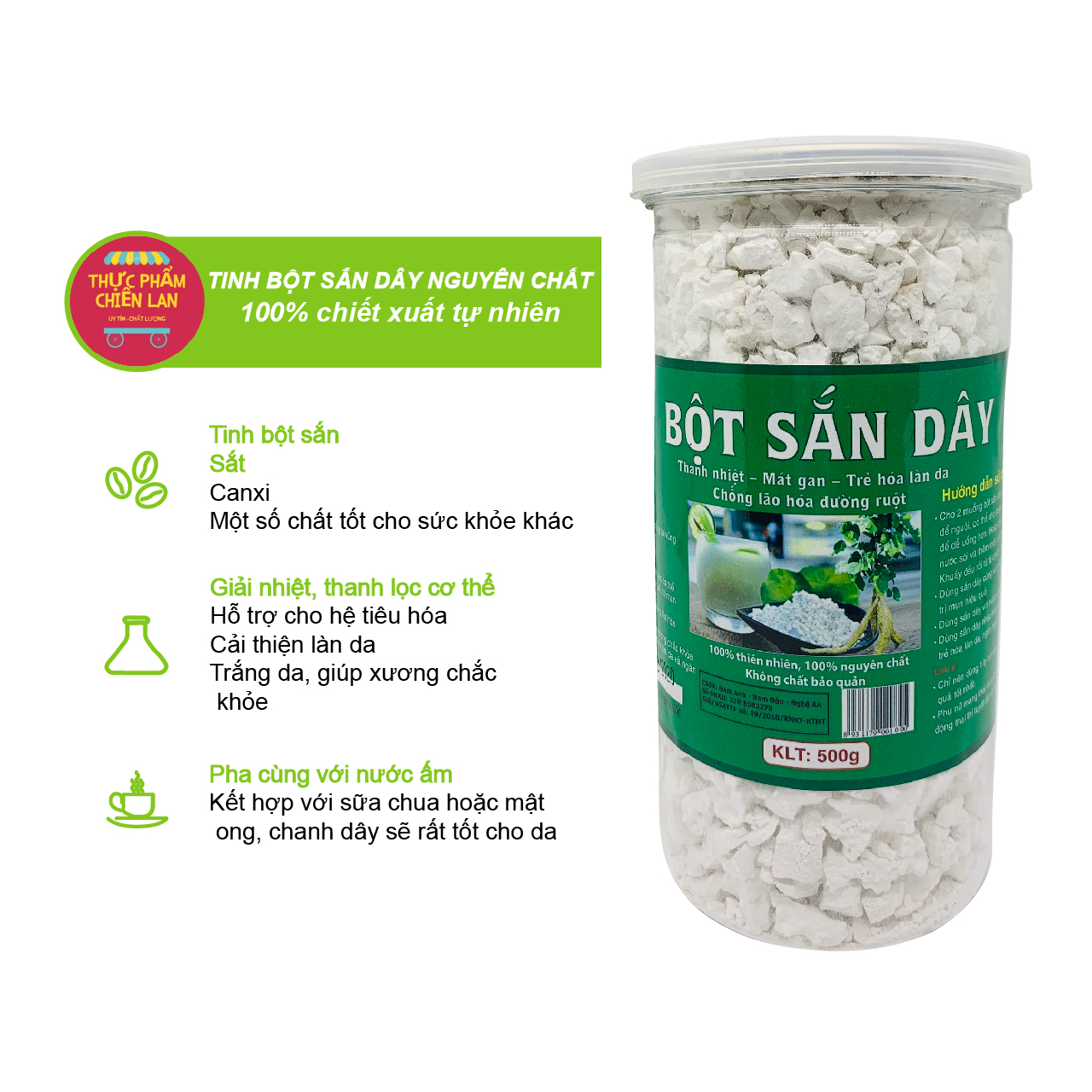 Tinh bột sắn dây nguyên chất Hộp 500g
