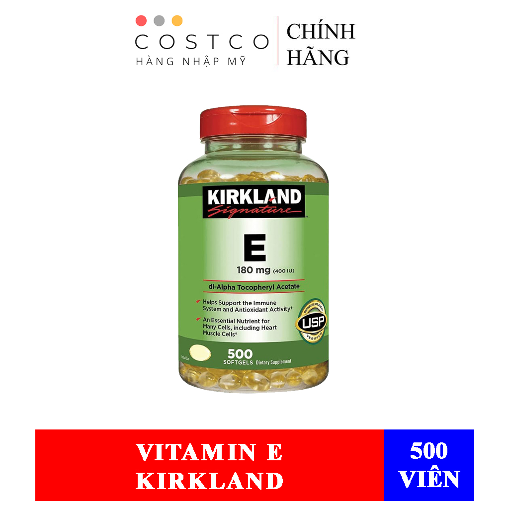Viên uống làm đẹp da kirkland vitamin e 180mg