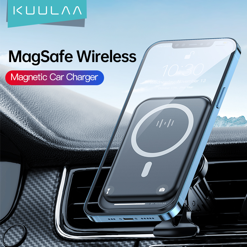 KUULAA Giá đỡ điện thoại sạc không dây trên ô tô chất lượng cao 15W Sạc nhanh 360 ° Xoay ổn định Từ tính cho iphone 12/12 Mini / 12 Pro Max / 12 Pro