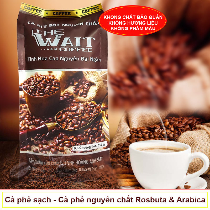Cà phê Rang xay nguyên chất - The Wait Coffee - gu đậm (gói 250gr) -Giá dùng thử