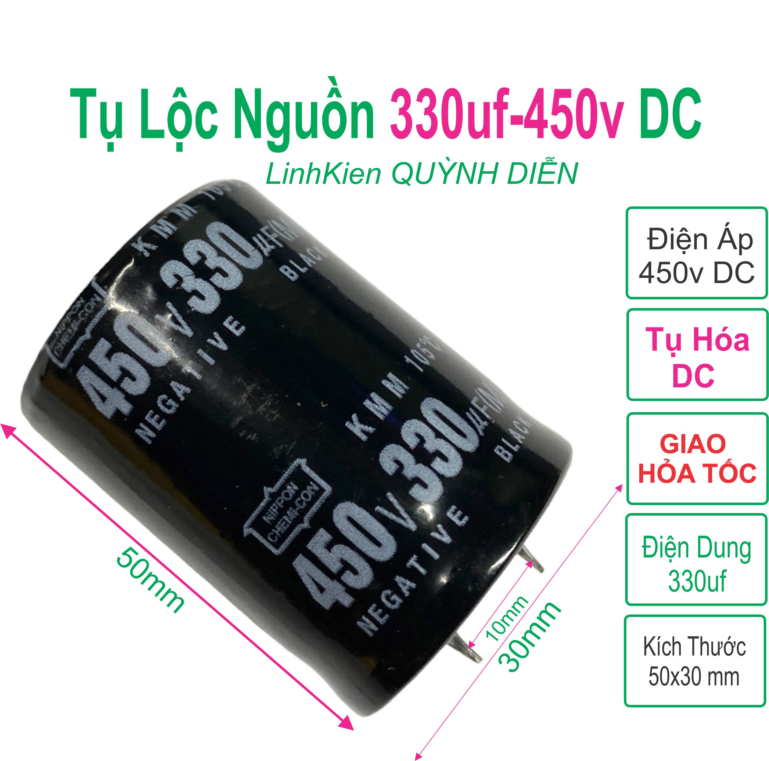 Combo 10 tụ lộc nguồn 330uf - 450v new - linh kiện quỳnh diễn
