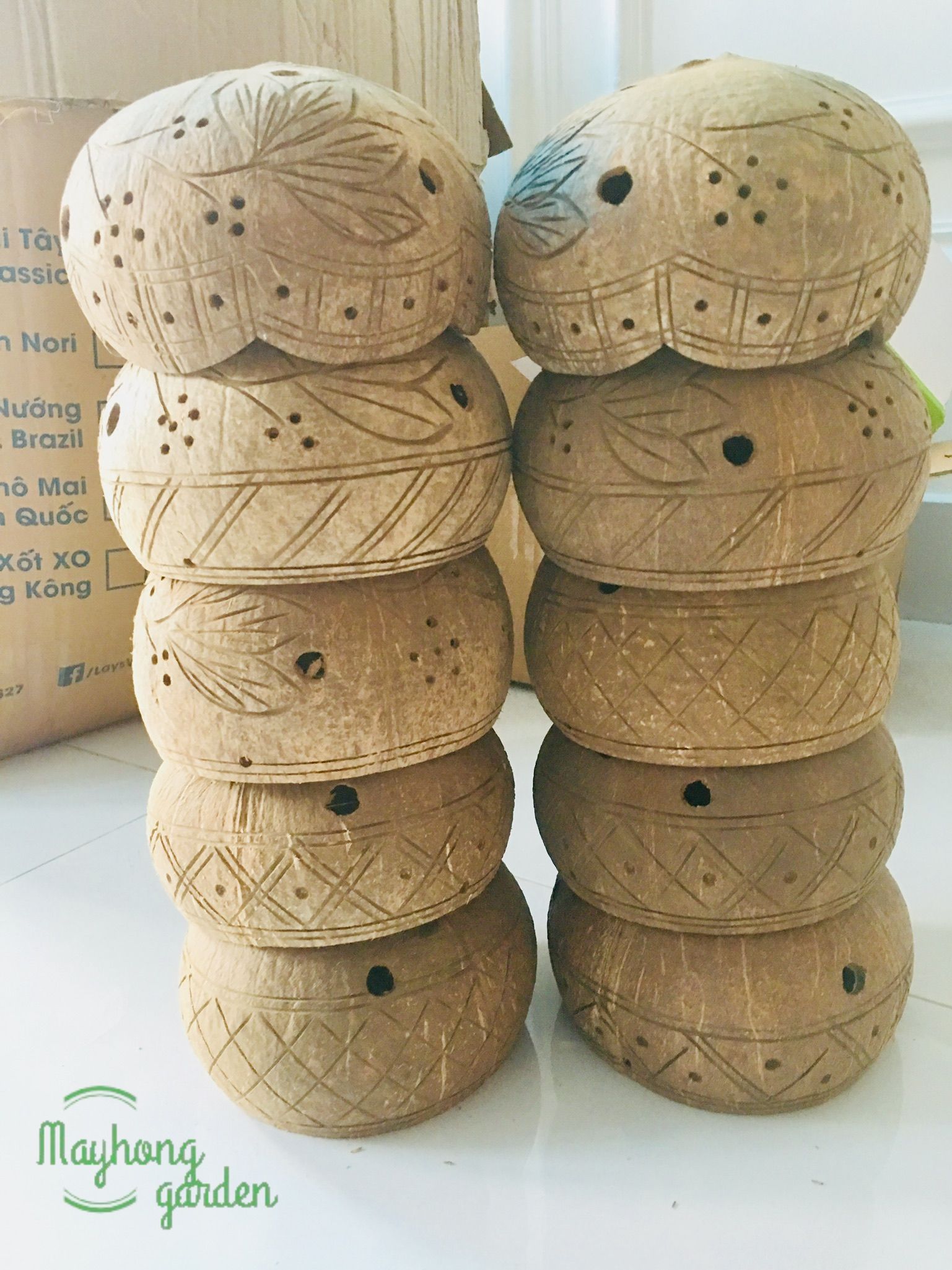 Combo 10 gáo dừa dk 13-15cm trồng lan, sen đá, tiểu cảnh...Hàng chuẩn đẹp, gáo to tròn đều , hoa văn ngẫu nhiên