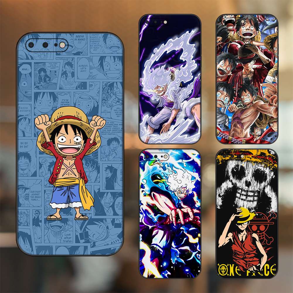 Ốp lưng iPhone 7 Plus, 8 Plus dẻo đen cạnh vuông in hình Luffy One Piece