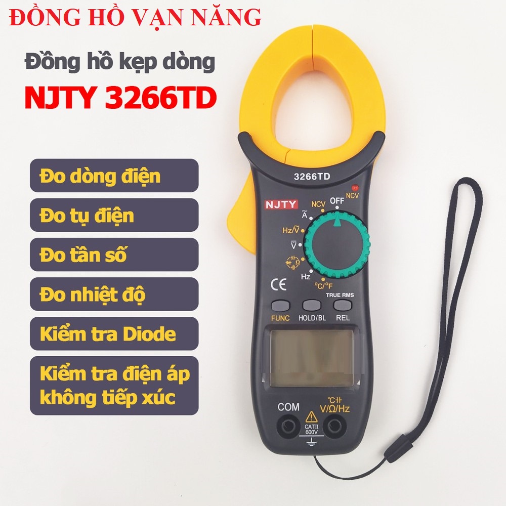 Ampe kìm đồng hồ vạn năng njty 3266td đo tụ,tần số, nhiệt độ, dòng điện, điện áp, điện trở, điện dung
