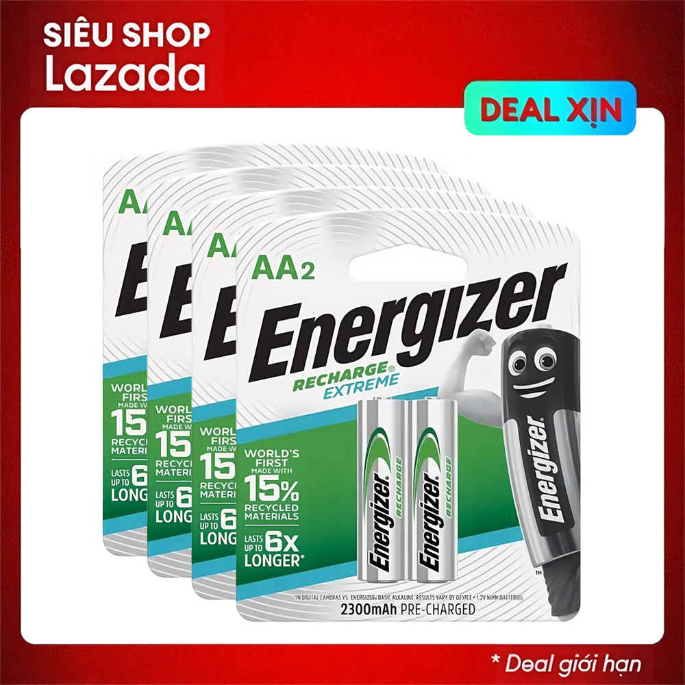 Bộ 8 pin sạc AA Energizer Recharge Extreme 2300mAh