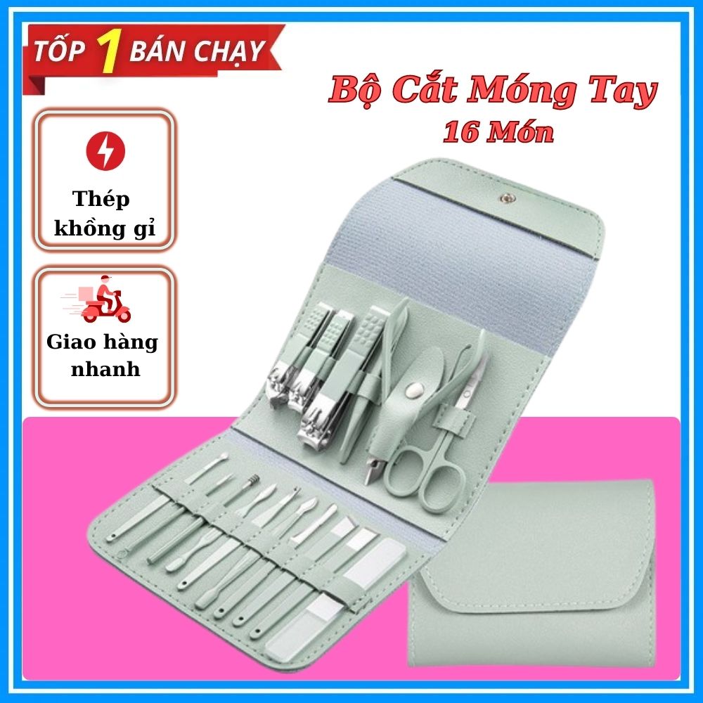 Bộ cắt móng 16 món-Bộ kìm cắt móng tay - Bộ kìm bấn móng tay  chi tiết